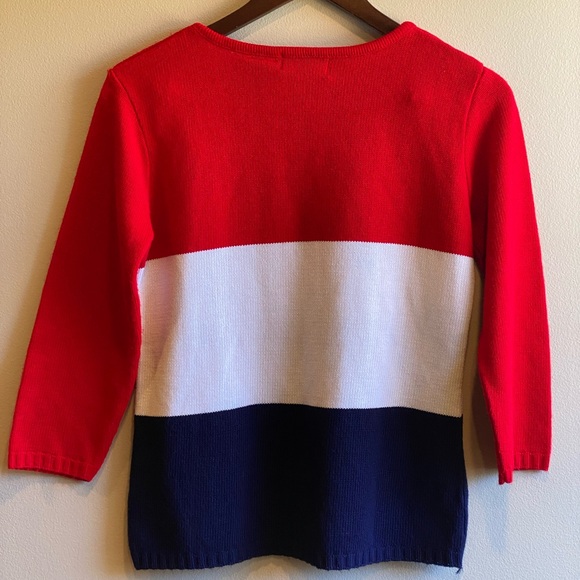 Vintage White Stag US Flag Crewneck Sweater Size Small 3/4 Sleeves - Picture 6 of 6